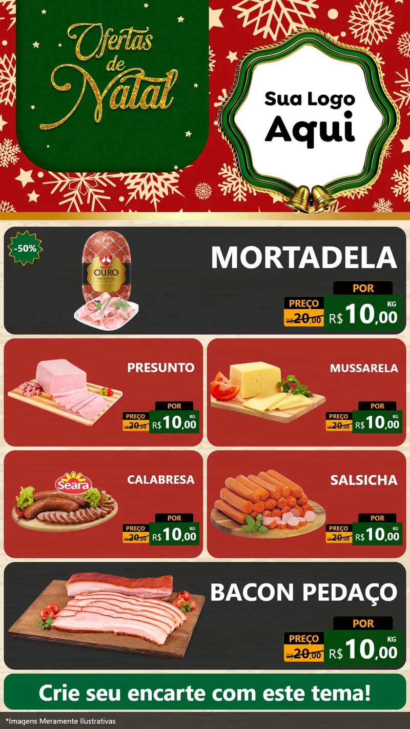 Modelo de TV para TV Vertical com o tema Natal de Ofertas para Frios e Laticínios