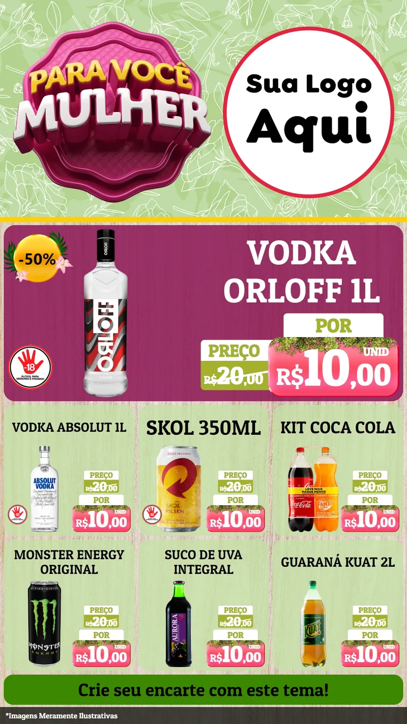 Modelo de Rede Social para Stories com o tema Para Você Mulher para Distribuidora de bebidas