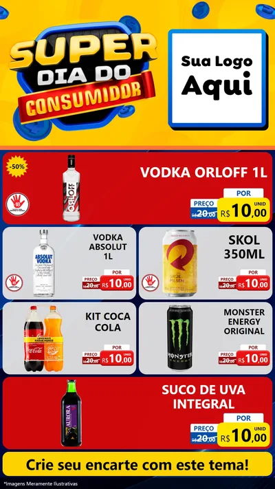 Modelo de TV para TV Vertical com o tema Super Dia do Consumidor para Distribuidora de bebidas
