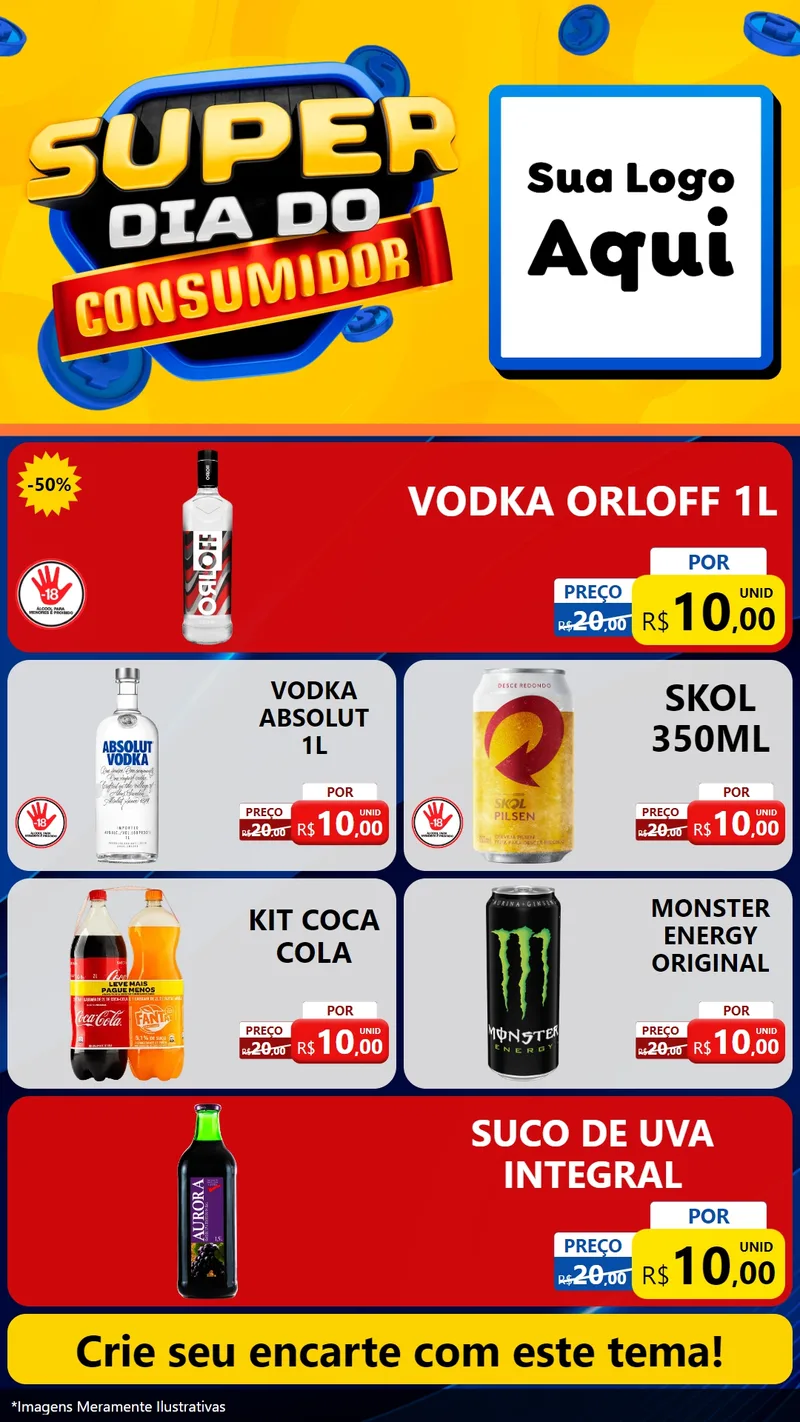 Modelo de TV para TV Vertical com o tema Super Dia do Consumidor para Distribuidora de bebidas