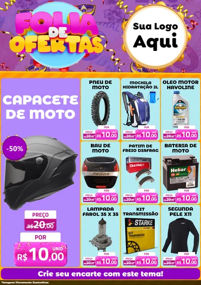 Modelo de Encarte para Encarte A4 Vertical com o tema Folia de Ofertas para Moto peças