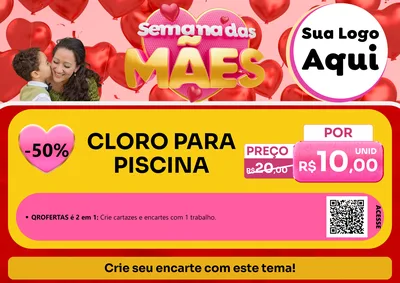 Modelo de Cartaz para Cartaz A4 Horizontal com o tema Semana Das Mães para Produtos para Piscina