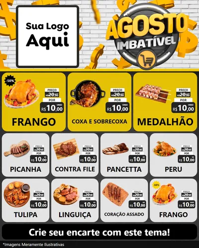 Modelo de Rede Social para Feed Instagram com o tema Agosto imbatível para Assados