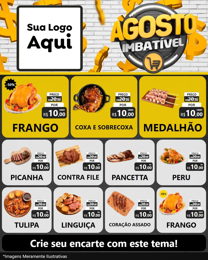 Modelo de Rede Social para Feed Instagram com o tema Agosto imbatível para Assados