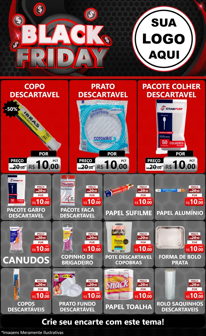 Modelo de Encarte para Encarte Grande com o tema Black Friday para Embalagens