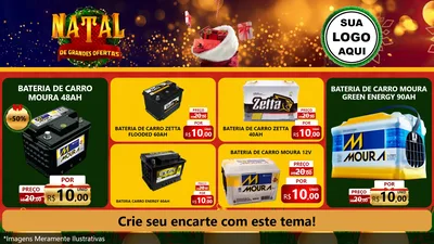Modelo de TV para TV Horizontal com o tema Natal de Grandes Ofertas para Baterias Elétricas