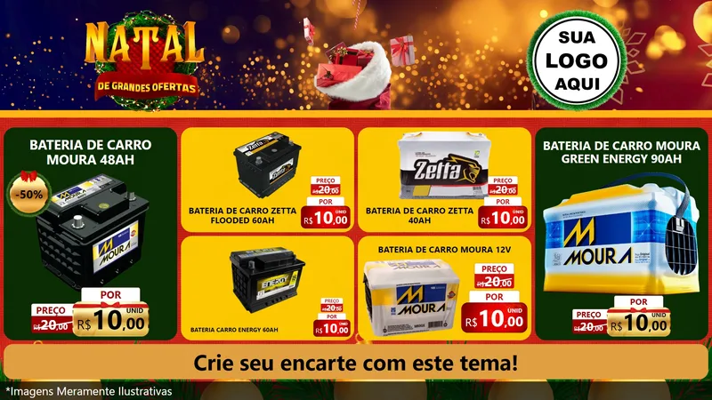 Modelo de TV para TV Horizontal com o tema Natal de Grandes Ofertas para Baterias Elétricas