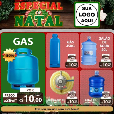 Modelo de Rede Social para Feed Facebook com o tema Especial de Natal para Água e gás