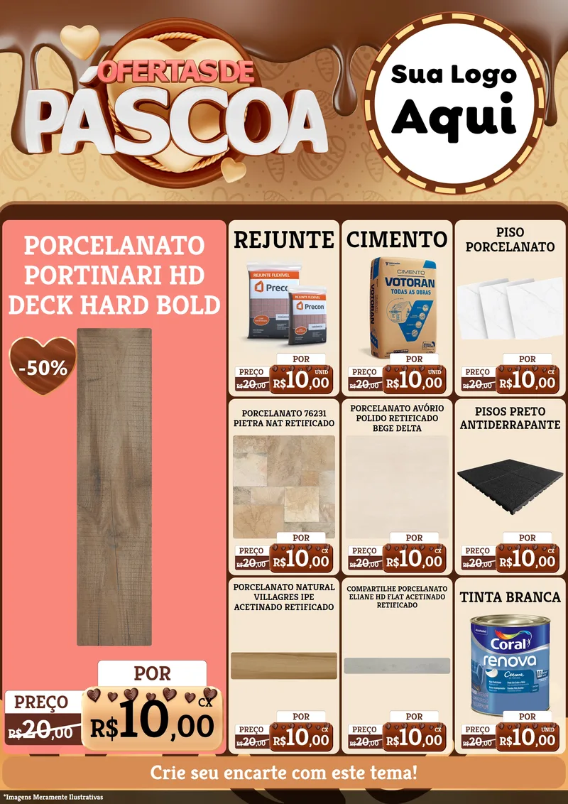 Modelo de Encarte para Encarte A4 Vertical com o tema Ofertas de Páscoa para Pisos e revestimentos
