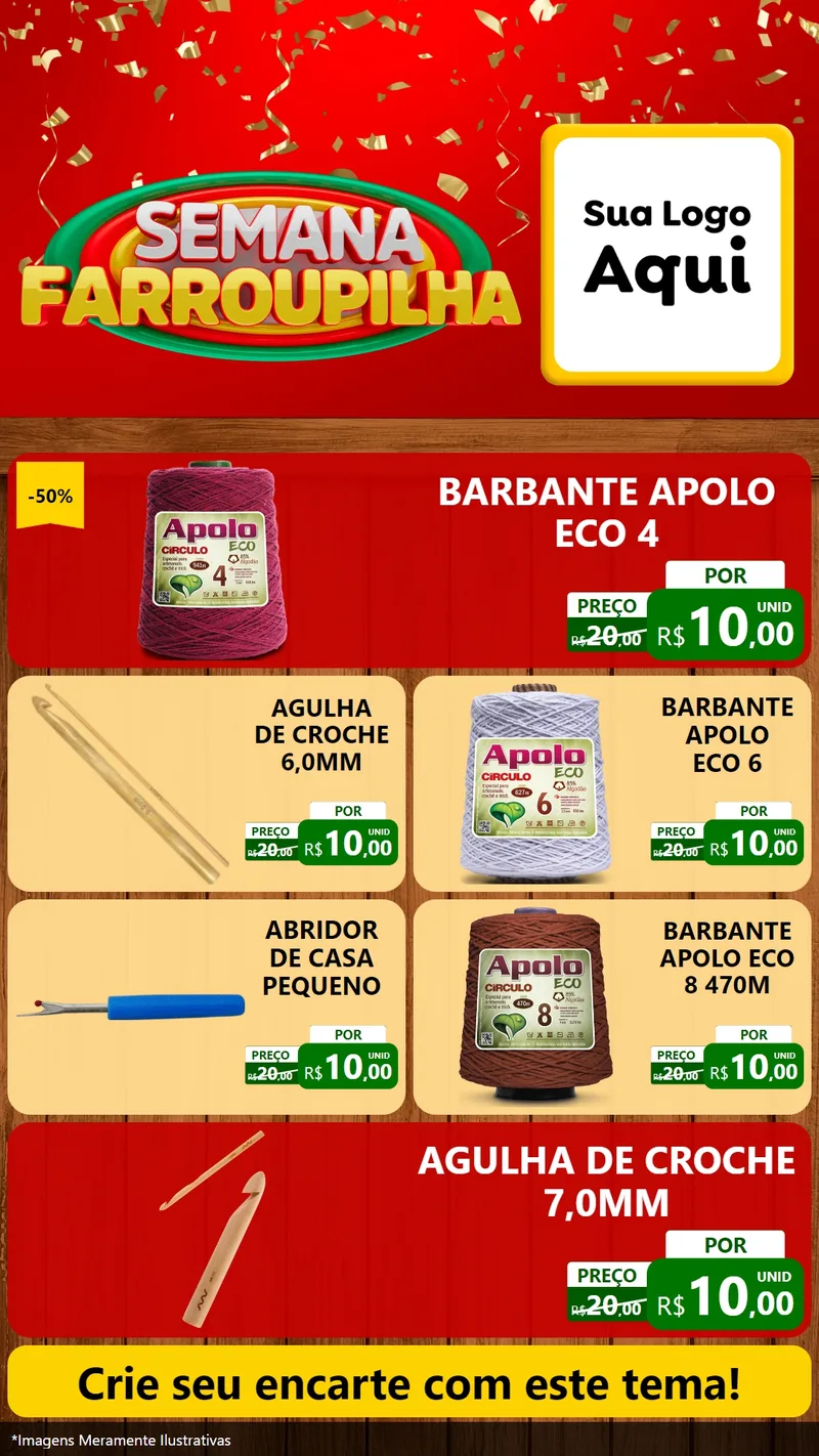 Modelo de TV para TV Vertical com o tema Semana Farroupilha para Armarinho e Aviamentos