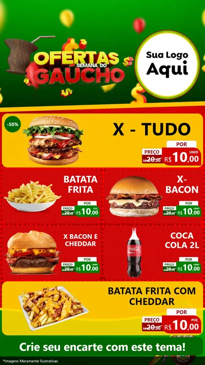 Modelo de TV para TV Vertical com o tema Ofertas Semana Do Gaúcho para Hamburgueria