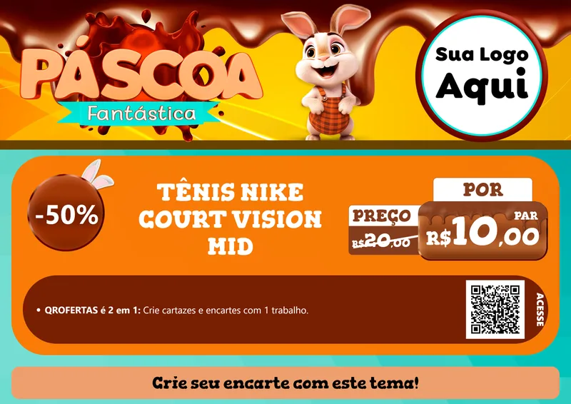 Modelo de Cartaz para Cartaz A4 Horizontal com o tema Páscoa Fantástica para Calçados