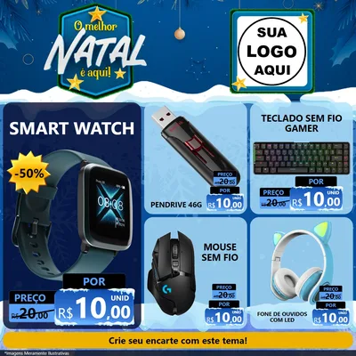 Modelo de Rede Social para Feed Facebook com o tema O Melhor Natal É Aqui! para Informática