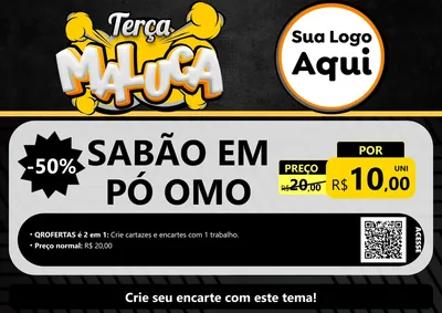Modelo de Cartaz para Cartaz A4 Horizontal com o tema Terça Maluca para Produtos de Limpeza