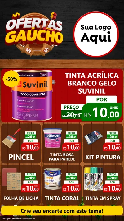 Modelo de Rede Social para Stories com o tema Ofertas Dia do Gaúcho para Tintas e Ferramentas
