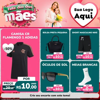 Modelo de Rede Social para Feed Facebook com o tema Feliz Dia das Mães para Roupas e acessórios