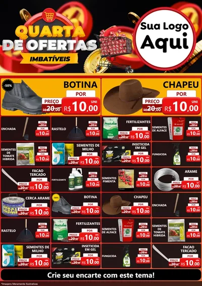 Modelo de Encarte para Encarte A4 Vertical com o tema Quarta de Ofertas Imbatíveis para Agropecuária