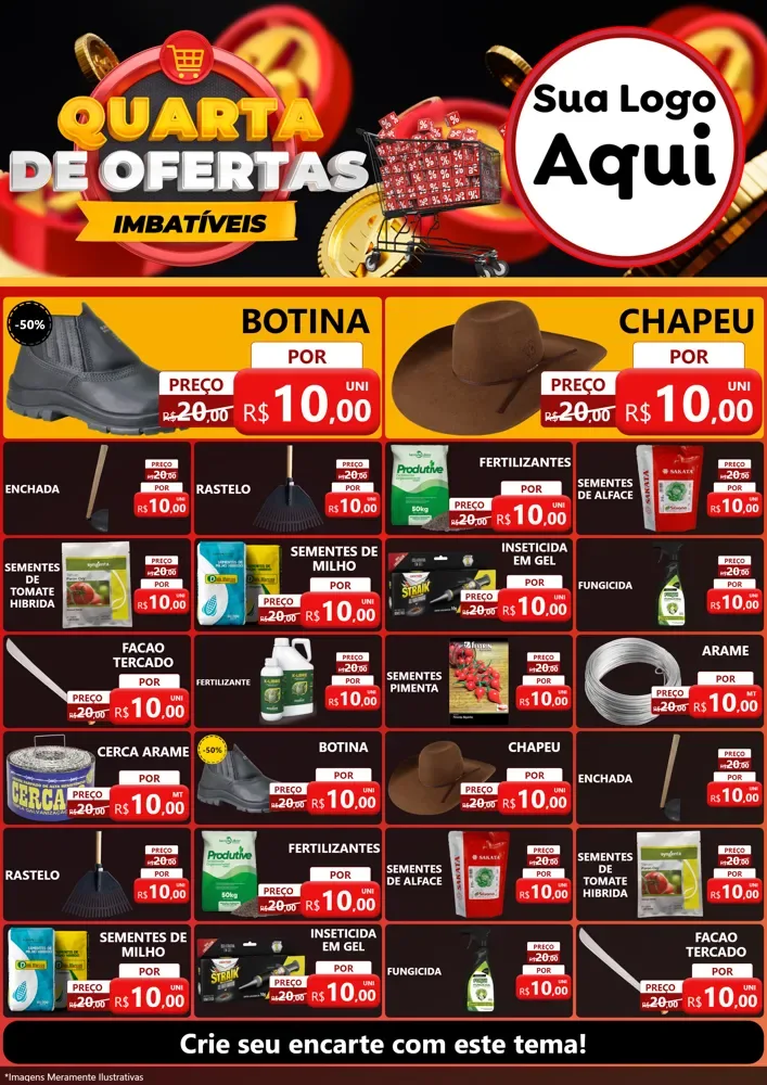 Modelo de Encarte para Encarte A4 Vertical com o tema Quarta de Ofertas Imbatíveis para Agropecuária