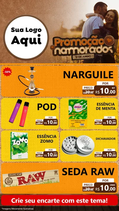 Modelo de TV para TV Vertical com o tema Promoção Namorados para Tabacaria