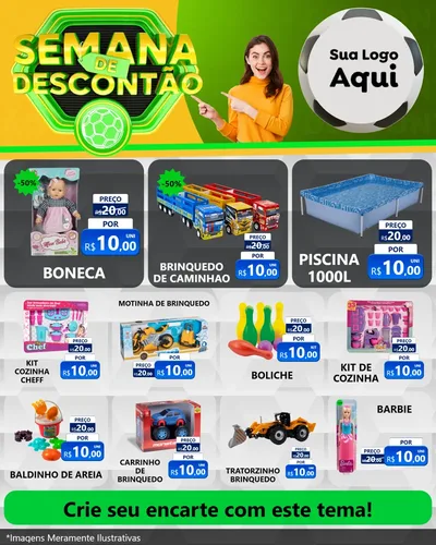Modelo de Rede Social para Feed Instagram com o tema Semana de Descontão - Copa para Brinquedos