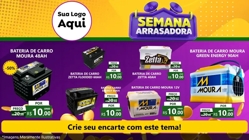 Modelo de TV para TV Horizontal com o tema Semana Arrasadora para Baterias Elétricas