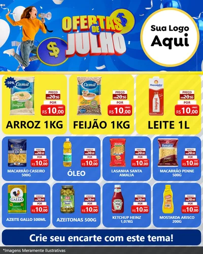 Modelo de Rede Social para Feed Instagram com o tema Ofertas de Julho para Supermercado