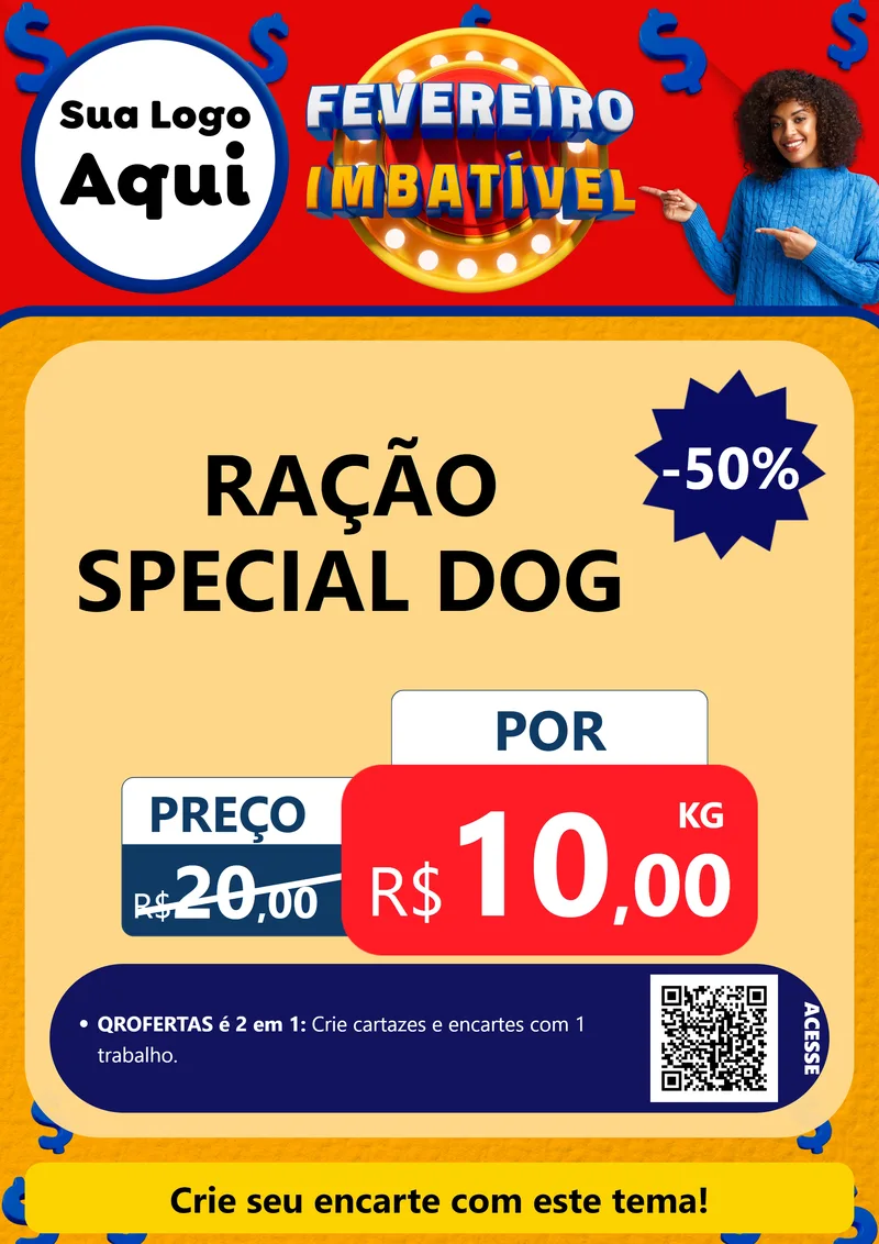 Modelo de Cartaz para Cartaz A4 Vertical com o tema Fevereiro Imbatível para Pet Shop