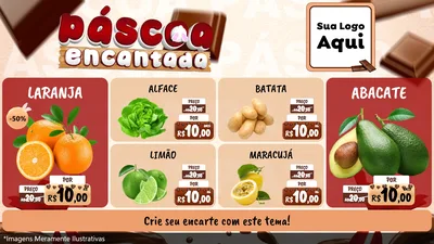 Modelo de TV para TV Horizontal com o tema Páscoa Encantada para Hortifrúti