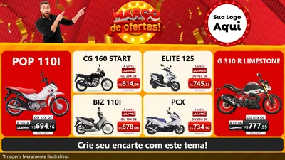 Modelo de TV para TV Horizontal com o tema Março de Ofertas! para Concessionaria de Motos