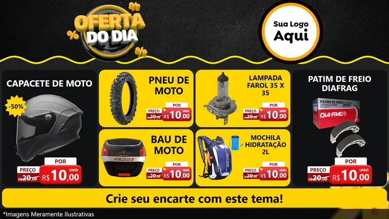 Modelo de TV para TV Horizontal com o tema Oferta Do Dia para Moto peças