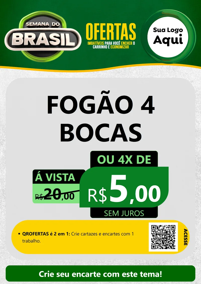 Modelo de Cartaz para Cartaz A4 Vertical com o tema Semana do Brasil para Móveis e Eletro