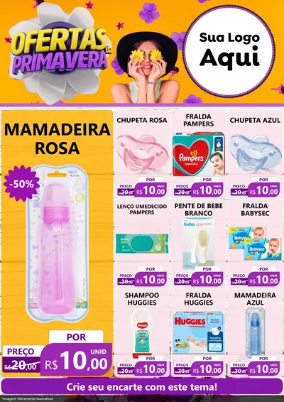 Modelo de Encarte para Encarte A4 Vertical com o tema Ofertas Da Primavera para Bebês