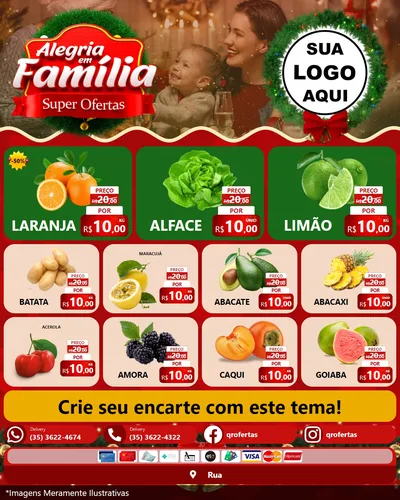 Modelo de Rede Social para Feed Instagram com o tema Alegria Em Família - Super Ofertas para Hortifrúti