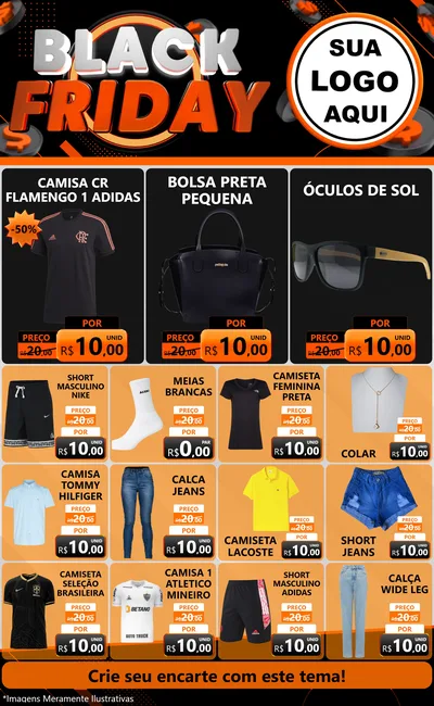Modelo de Encarte para Encarte Grande com o tema Black Friday para Roupas e acessórios