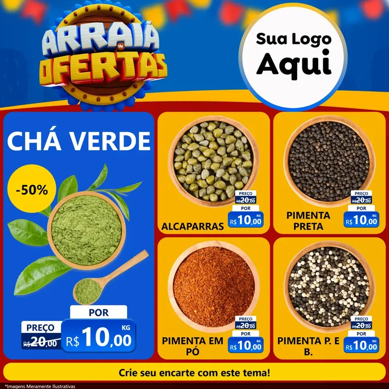 Modelo de Rede Social para Feed Facebook com o tema Arraiá de Ofertas - Junina para Produtos Naturais