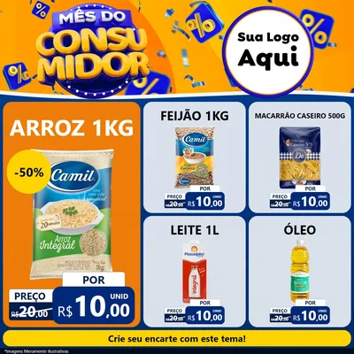 Modelo de Rede Social para Feed Facebook com o tema Mês do Consumidor para Supermercado