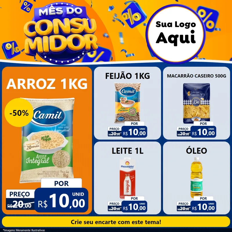 Modelo de Rede Social para Feed Facebook com o tema Mês do Consumidor para Supermercado