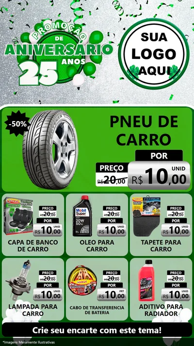 Modelo de Rede Social para Stories com o tema Promoção de Aniversário - 25 Anos para Auto peças