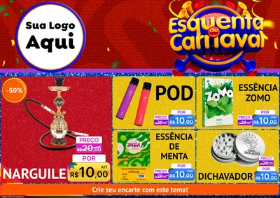 Modelo de Encarte para Encarte A4 Horizontal com o tema Esquenta de Carnaval para Tabacaria