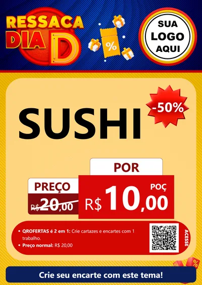 Modelo de Cartaz para Cartaz A4 Vertical com o tema Ressaca Dia D para Comida japonesa
