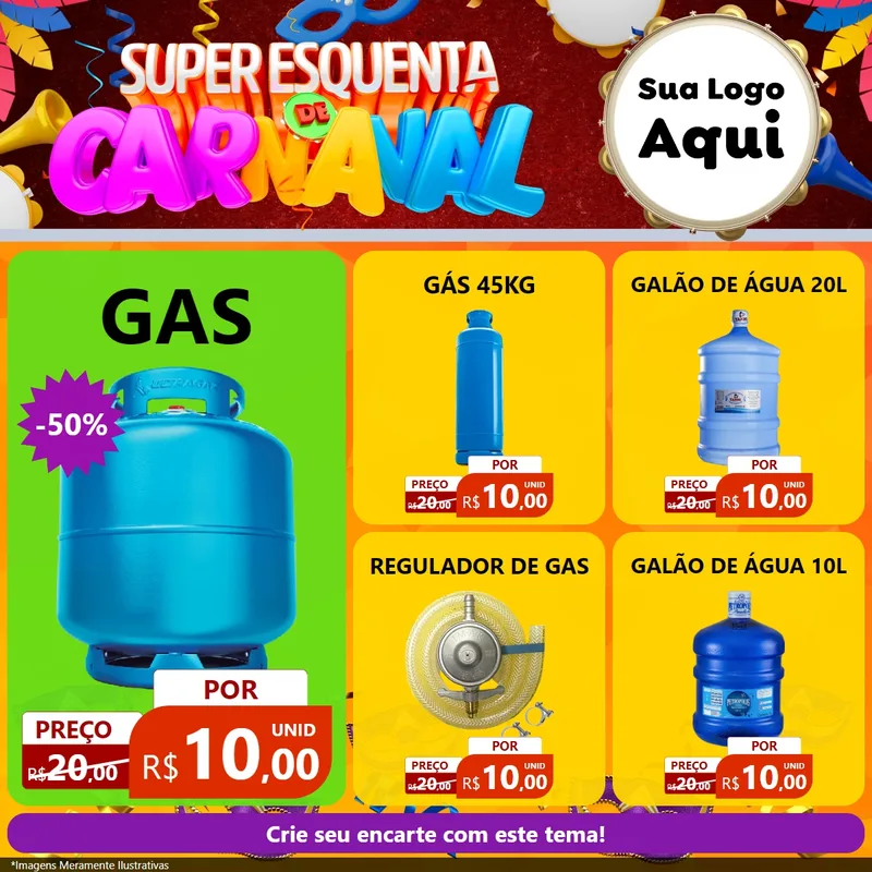 Modelo de Rede Social para Feed Facebook com o tema Super Esquenta de Carnaval para Água e gás