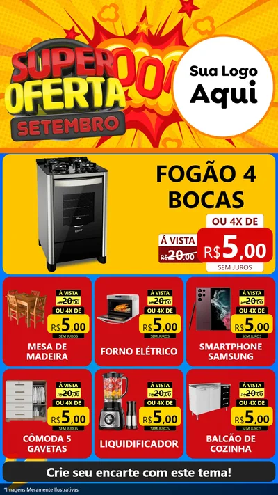 Modelo de Rede Social para Stories com o tema Super Oferta Setembro para Móveis e Eletro