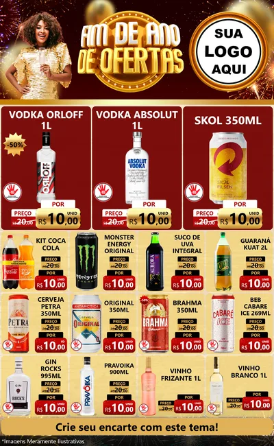 Modelo de Encarte para Encarte Grande com o tema Fim de Ano de Ofertas para Distribuidora de bebidas