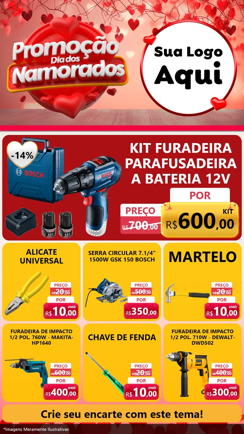 Modelo de Rede Social para Stories com o tema Promoção Dia dos Namorados para Maquinas e Ferramentas