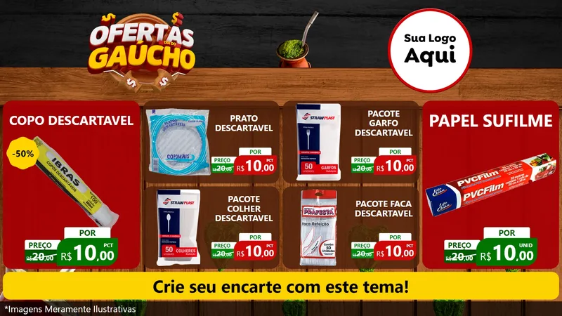 Modelo de TV para TV Horizontal com o tema Ofertas Dia do Gaúcho para Embalagens
