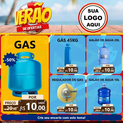 Modelo de Rede Social para Feed Facebook com o tema Verão de Ofertas para Água e gás