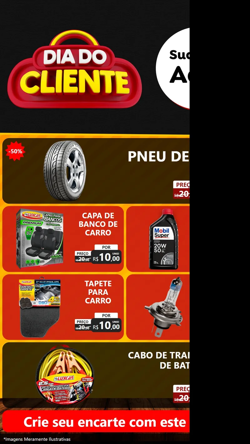 Modelo de TV para TV Vertical com o tema Dia do Cliente para Auto peças