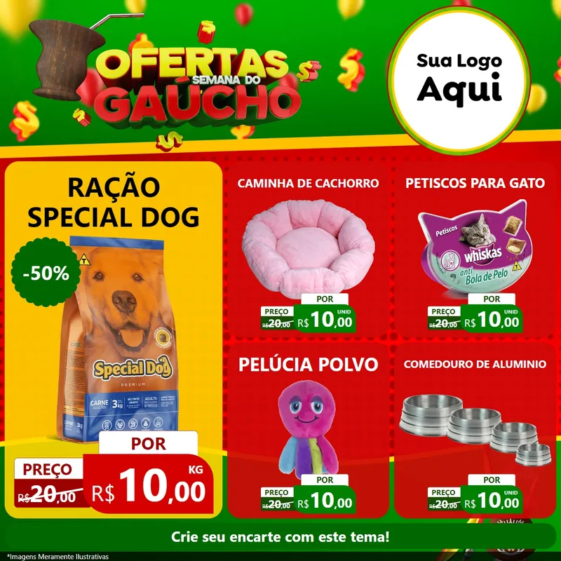 Modelo de Rede Social para Feed Facebook com o tema Ofertas Semana Do Gaúcho para Pet Shop