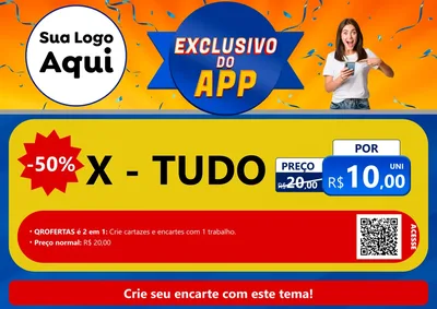 Modelo de Cartaz para Cartaz A4 Horizontal com o tema Exclusivo do Aplicativo para Hamburgueria