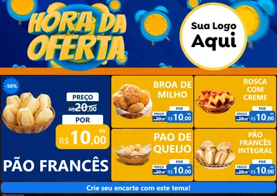 Modelo de Encarte para Encarte A4 Horizontal com o tema Hora da Oferta para Padaria